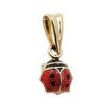 Anhänger 8x5mm Marienkäfer rot-schwarz lackiert 9Kt GOLD