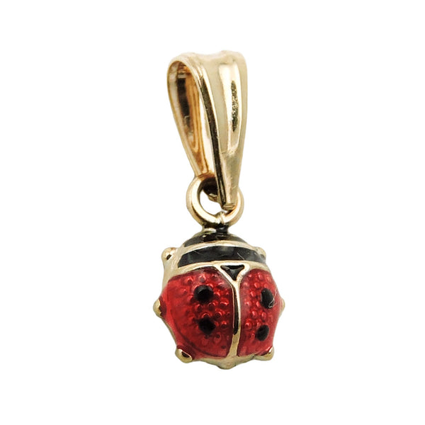 Anhänger 8x5mm Marienkäfer rot-schwarz lackiert 9Kt GOLD