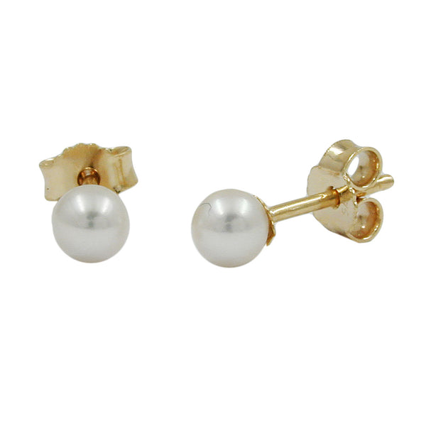 Stecker ca. 4mm Süßwasserzuchtperle rund 9Kt GOLD