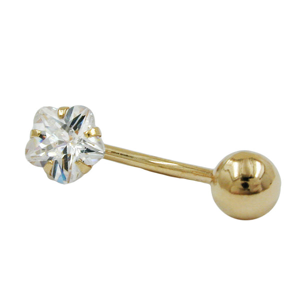 Piercing, Kugel und Zirkonia, 14Kt GOLD