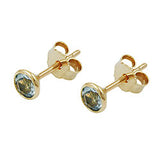Stecker, 4mm synth. Aqua, 9Kt GOLD