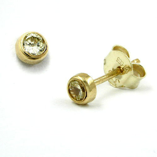 Stecker, Zirkonia apfel-grün, 9Kt GOLD