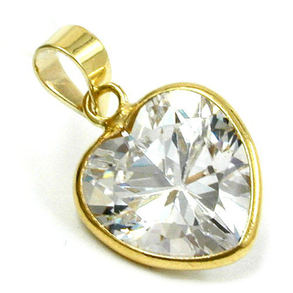 Anhänger, großes Zirkonia-Herz 9Kt GOLD