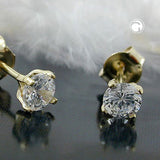 Stecker, 4mm Zirkonia, 9Kt GOLD
