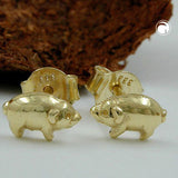 Stecker, Schweinchen glänzend, 8Kt GOLD