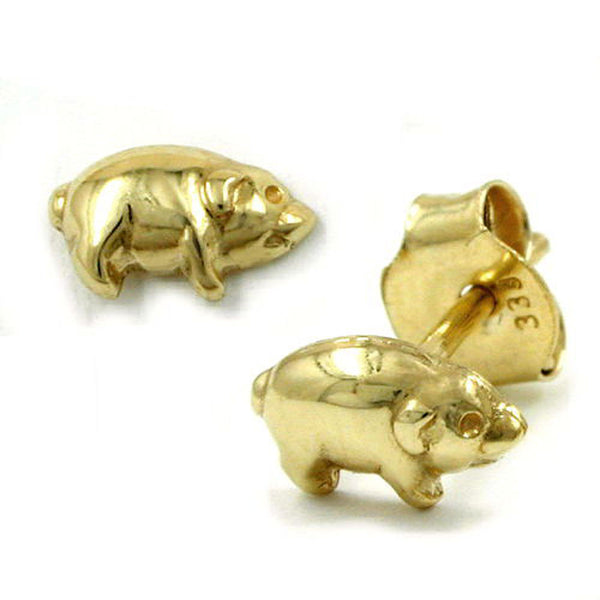 Stecker, Schweinchen glänzend, 8Kt GOLD