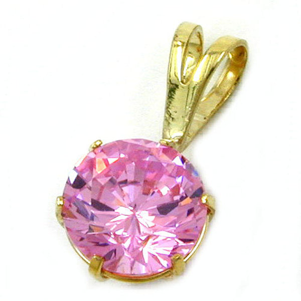 Anhänger, 8mm Zirkonia-pink, 9Kt GOLD