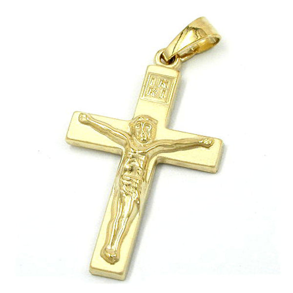 Anhänger, Kreuz mit Jesus, 14Kt GOLD