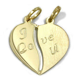 Anhänger Doppelanhänger Herz 18x17mm mit Gravur - I love u - 14Kt GOLD