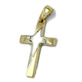 Anhänger, Kreuz, bicolor, 14Kt GOLD