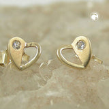 Stecker, Herz mit Zirkonia 9Kt GOLD