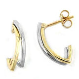 Stecker, bicolor rhodiniert, 9Kt GOLD