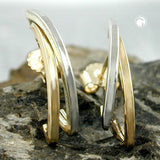 Stecker, bicolor rhodiniert, 9Kt GOLD