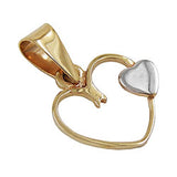 Anhänger, Herz 2x, bicolor, 9Kt GOLD