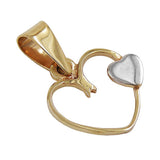 Anhänger, Herz 2x, bicolor, 9Kt GOLD