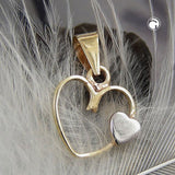 Anhänger, Herz 2x, bicolor, 9Kt GOLD