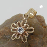 Anhänger, Blume mit Zirkonia, 9Kt GOLD