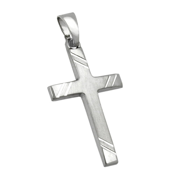 Anhänger, Kreuz, 14Kt Weißgold