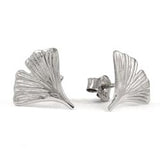 Stecker, 12mm Ginkgoblatt 9Kt Weißgold