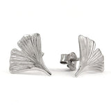 Stecker, 12mm Ginkgoblatt 9Kt Weißgold