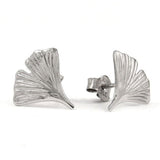 Stecker, 12mm Ginkgoblatt 9Kt Weißgold