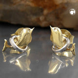 Stecker, Delfin im Ring, 9Kt GOLD