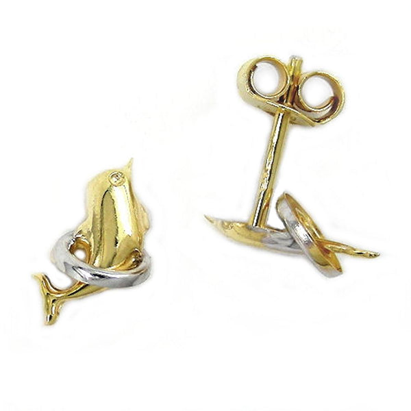 Stecker, Delfin im Ring, 9Kt GOLD