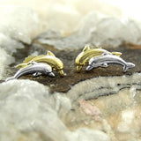 Stecker, Delfine bicolor 9Kt GOLD