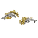 Stecker, Delfine bicolor 9Kt GOLD
