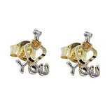 Stecker 8x7mm I LOVE YOU bicolor 9Kt GOLD