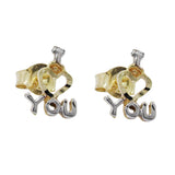 Stecker 8x7mm I LOVE YOU bicolor 9Kt GOLD