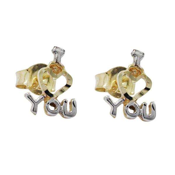 Stecker 8x7mm I LOVE YOU bicolor 9Kt GOLD