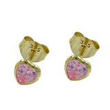 Stecker 4,5mm Herz Zirkonia pink 9Kt GOLD