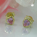 Stecker 4,5mm Herz Zirkonia pink 9Kt GOLD