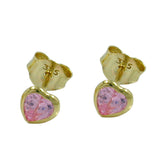 Stecker 4,5mm Herz Zirkonia pink 9Kt GOLD