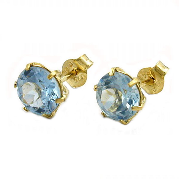 Stecker, synthetischer Aqua, 9Kt GOLD