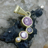 Anhänger, Zirkonia pink-lila, 9Kt GOLD
