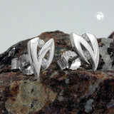 Stecker, Zirkonia, 14Kt Weißgold