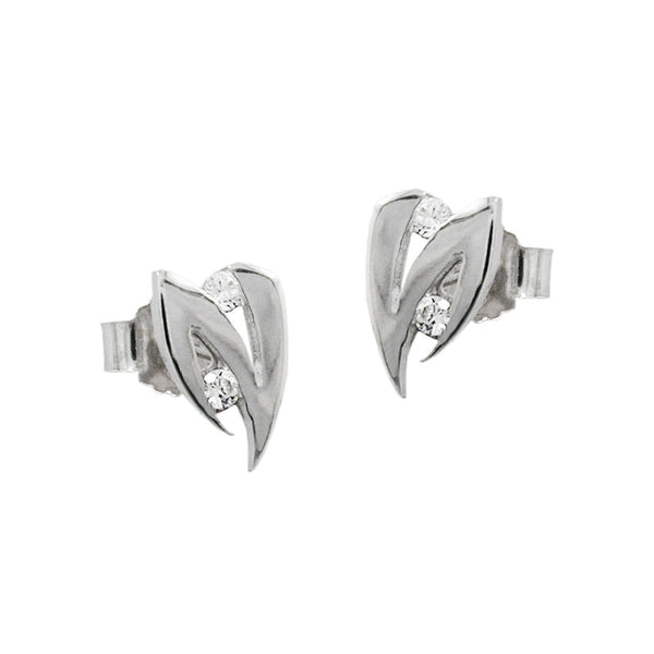Stecker, Zirkonia, 14Kt Weißgold