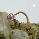 Nasenstecker, Zirkonia rosa, 18Kt GOLD