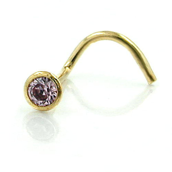 Nasenstecker, Zirkonia rosa, 18Kt GOLD