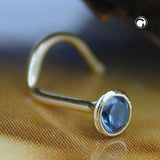 Nasenstecker, Zirkonia aqua, 18Kt GOLD