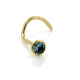 Nasenstecker, Zirkonia aqua, 18Kt GOLD