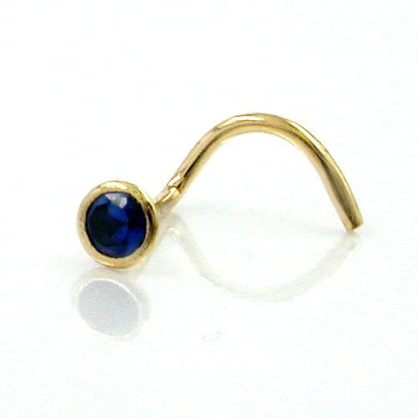 Nasenstecker, Zirkonia safir, 18Kt GOLD