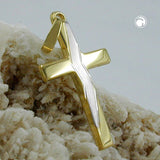 Anhänger, 23mm Kreuz bicolor, 9Kt GOLD