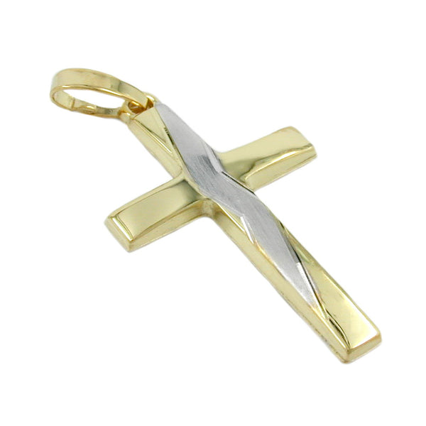Anhänger, 23mm Kreuz bicolor, 9Kt GOLD