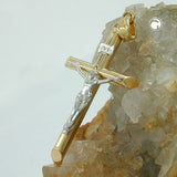 Anhänger 34x17mm Jesuskreuz bicolor mit Weißgold 9Kt GOLD