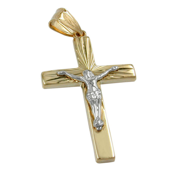 Anhänger, Jesuskreuz bicolor, 9Kt GOLD