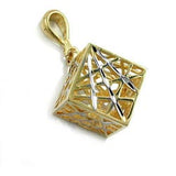 Anhänger, 10mm Würfel filigran, 9Kt GOLD
