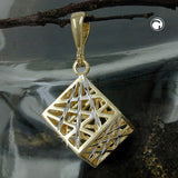 Anhänger, 10mm Würfel filigran, 9Kt GOLD